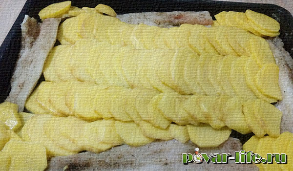 Картофель и рыба, запечённые в духовке